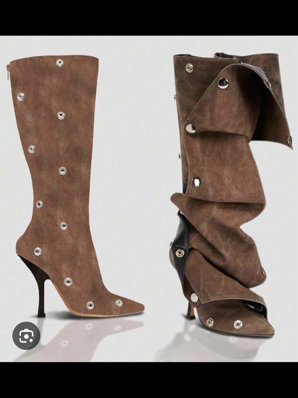 Women’s Brown Suede Grommet Knee Boots
